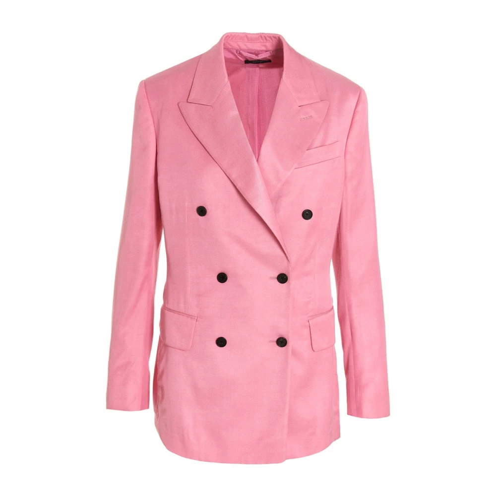 Tom Ford Pink Blazers, Female, S, Double-Breasted Blazer