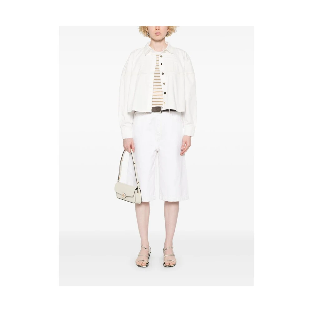 Frame Witte Knoop Rits Klassieke Zak Jeans White Dames