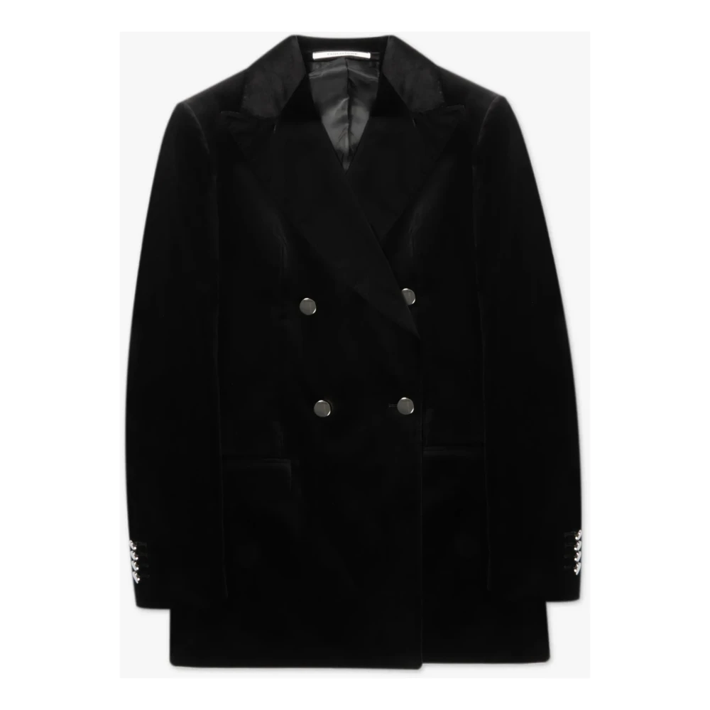 Tagliatore Lang Double-Breasted Fluwelen Blazer Black Heren