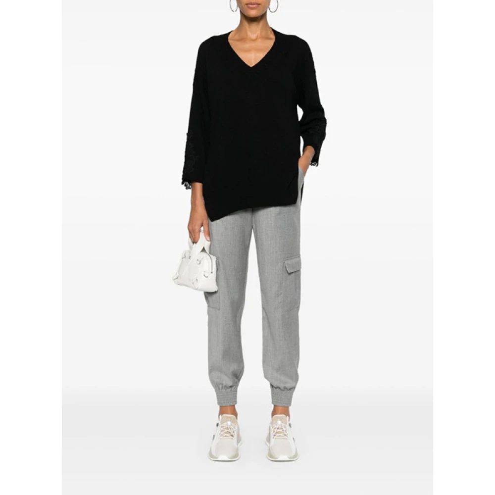Ermanno Scervino Zwarte Bloemen Kant Top Black Dames