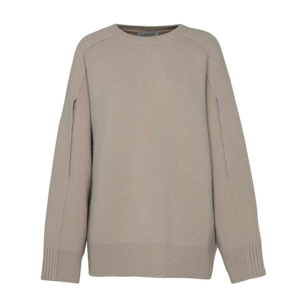 Lanvin Cropped Fit Sweater met gegraveerd logo Beige Dames