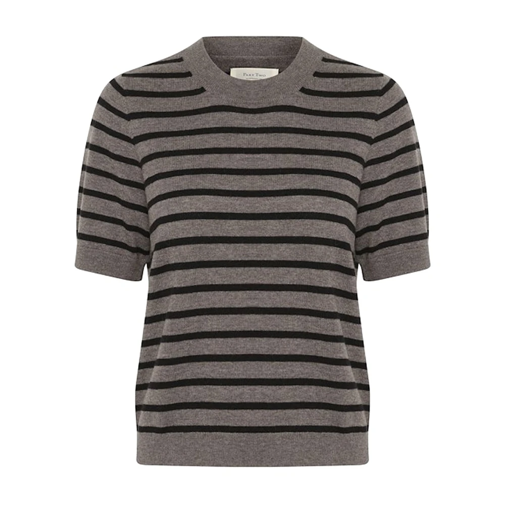 Part Two Zwart Gestreepte Gebreide Trui Gray Dames