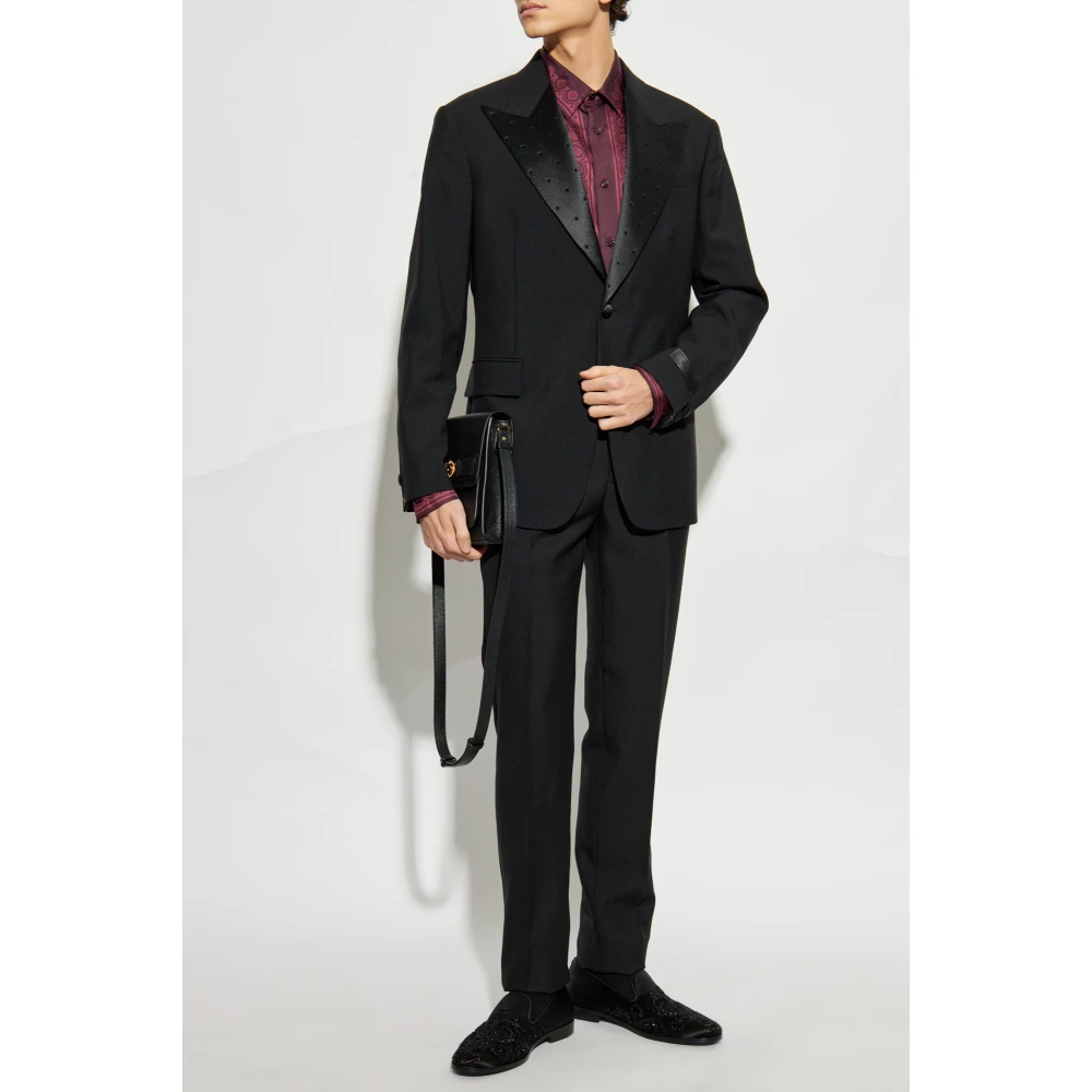 Versace Blazer met glinsterende applicaties Black Heren