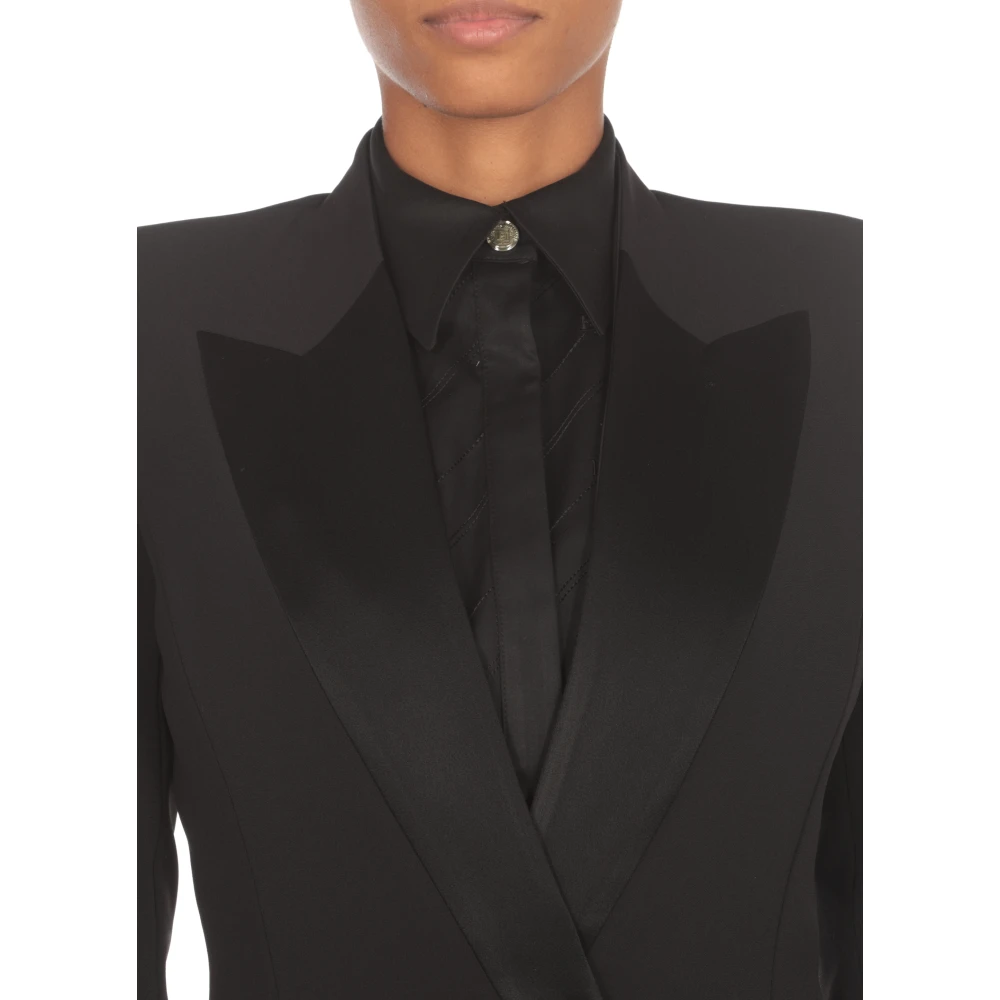 Elisabetta Franchi Zwarte Blazer met Peak Revers Black Dames