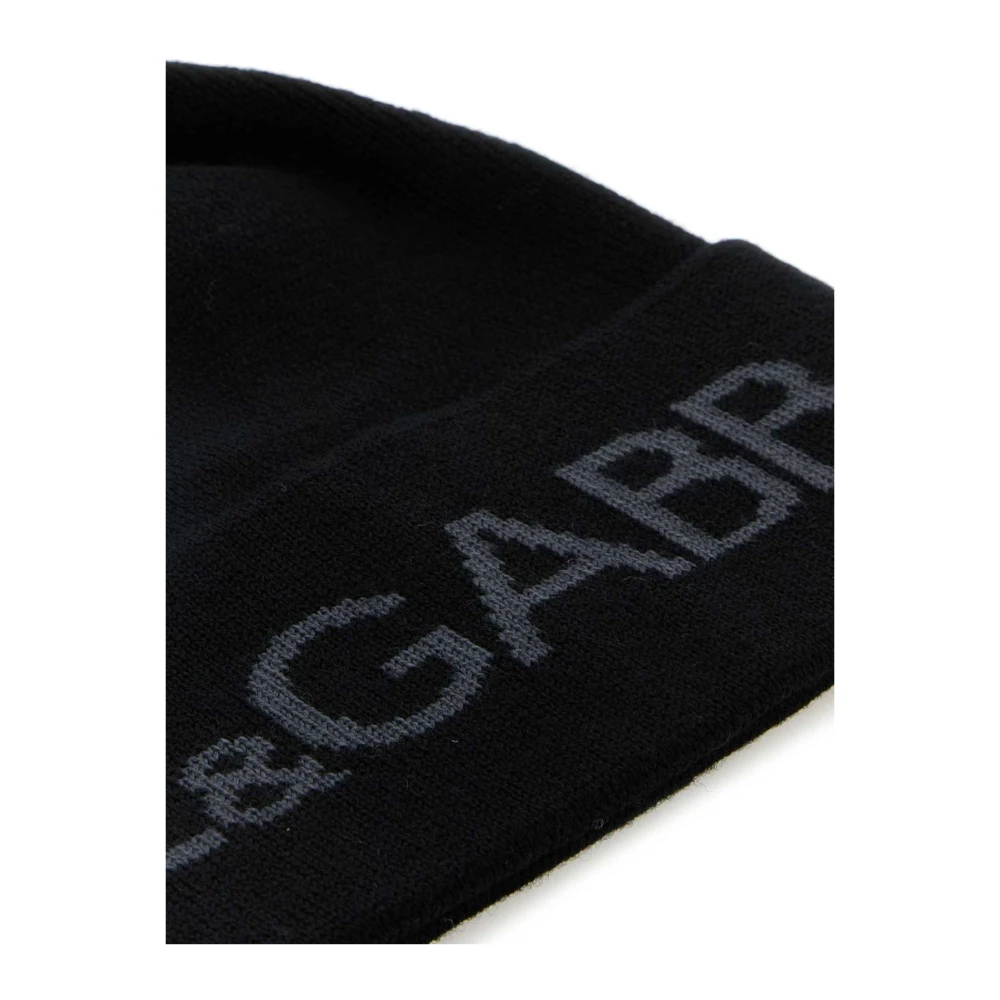 Dolce & Gabbana Zwarte wollen beanie muts Black Heren