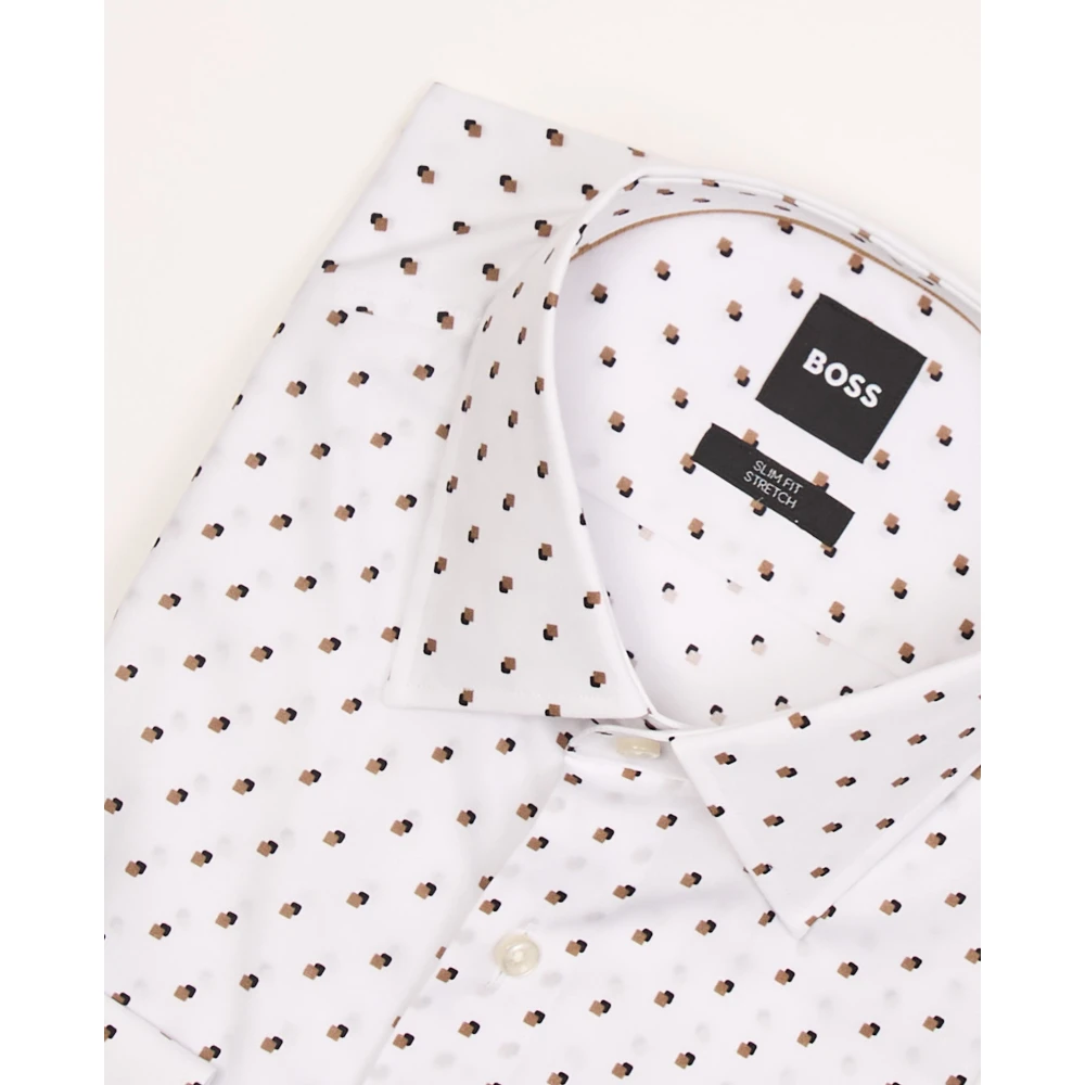 Hugo Boss Witte Slim Fit Casual Overhemd met Moderne Print White Heren