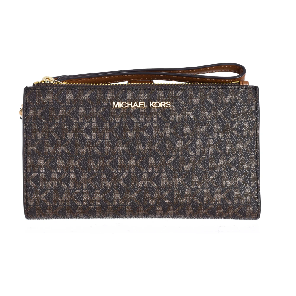 Michael Kors Women's Brown Wallets & Cardholders, One Size, Compact Leather Wristlet With Multiple Compartments