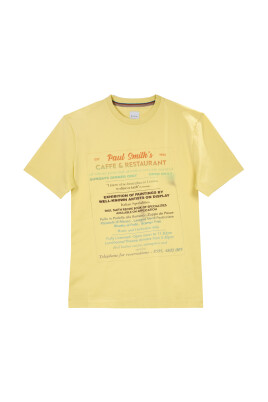 t-shirt-graphique-jaune-cafe-restaurant