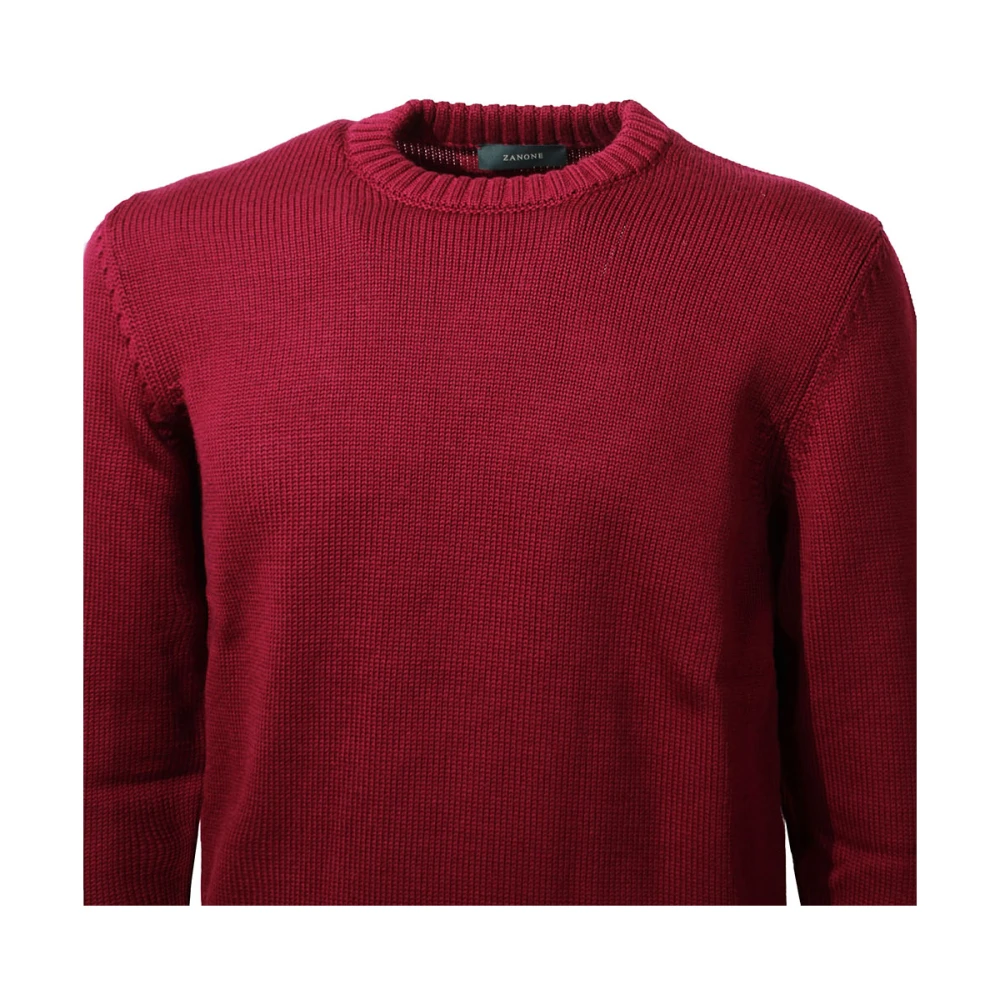 Zanone Rode Wol Crew-Neck Sweater Red Heren