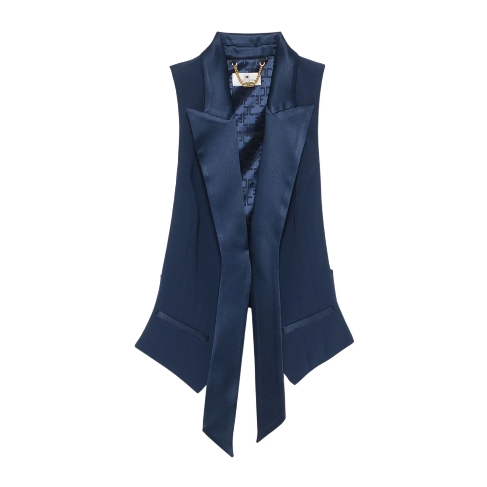 Elisabetta Franchi Blauwe Smoking Stijl Jas Vrouwen Blue Dames
