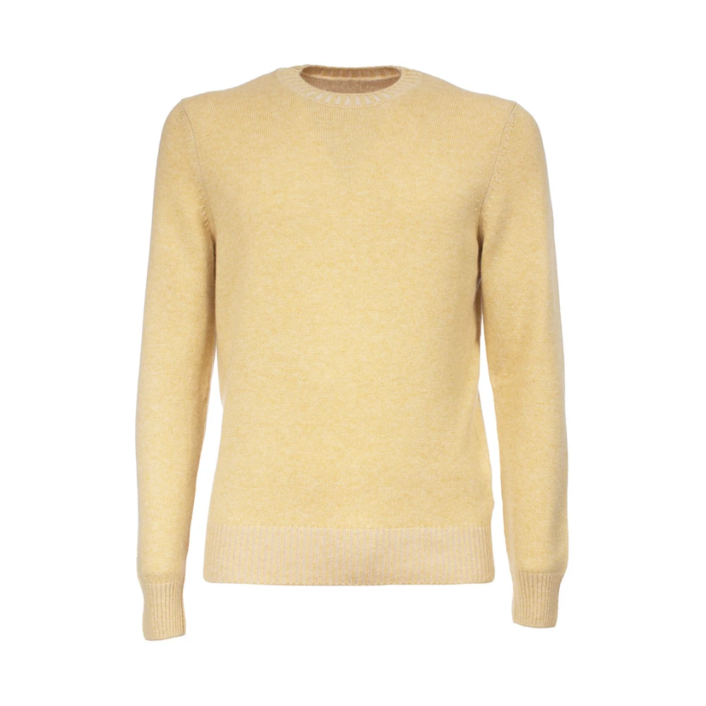 Gran Sasso Cashmere Ribgebreide Trui met Ronde Hals Yellow Heren