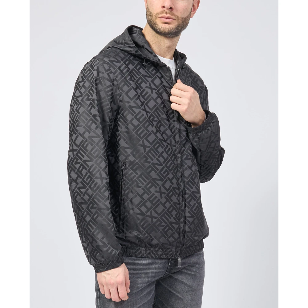 Armani Exchange Zwarte jas met capuchon en volledige rits Black Heren
