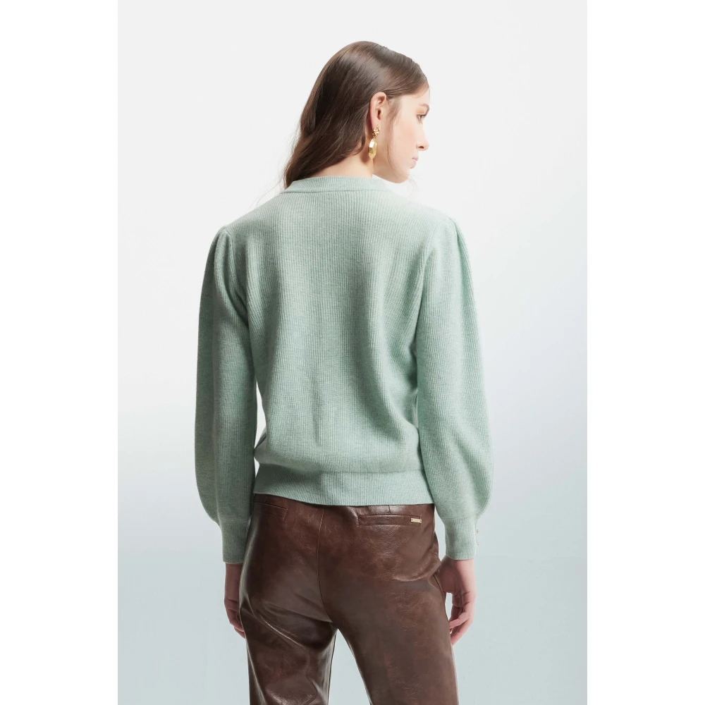Kocca Gezellige Wol Bishop Sleeve Trui Green Dames