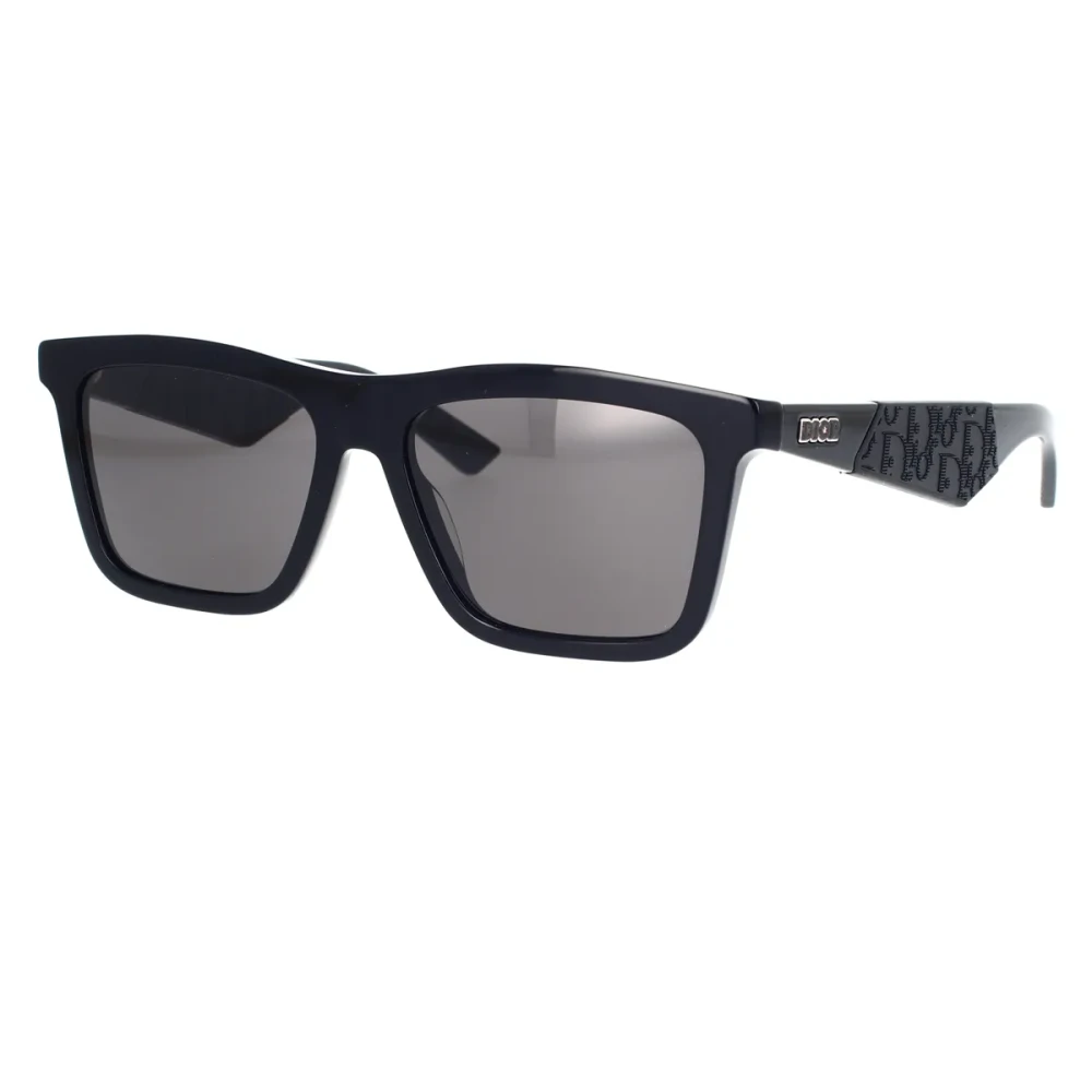 Dior Black Sunglasses, Unisex, 56 Mm, Casual Rectangular Sunglasses With Rubber Details