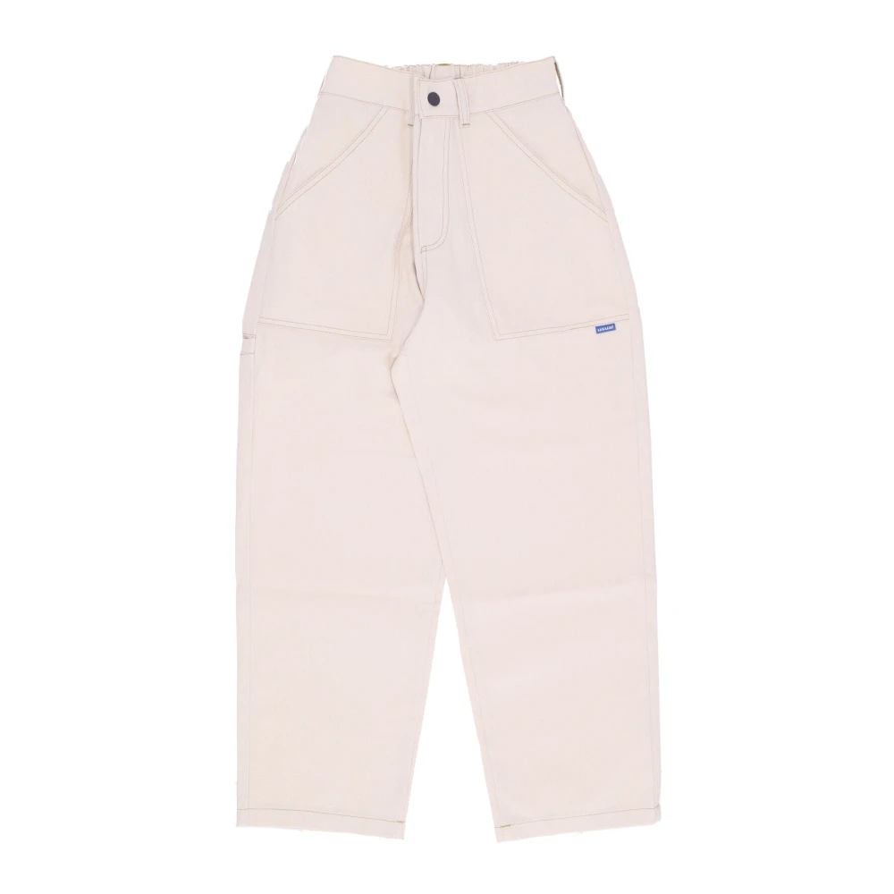 Usual Lichtgewicht Katoenen Broek met Contraststiksels Beige Heren