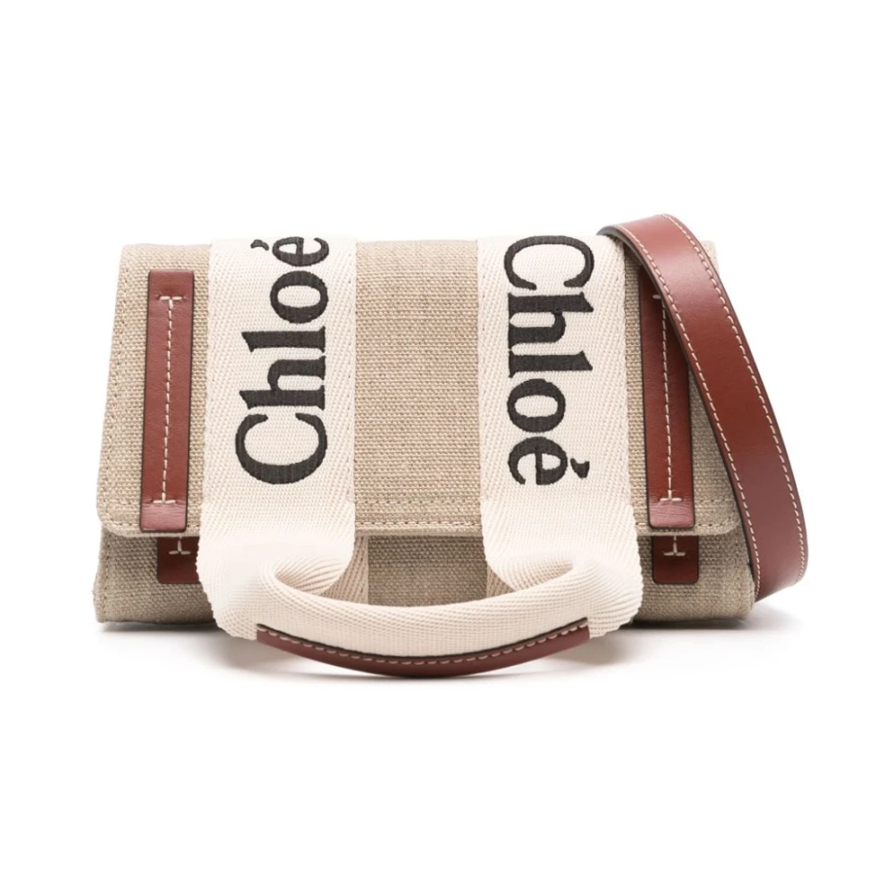 Chloé Witte Leren Canvas Tas Multicolor Dames
