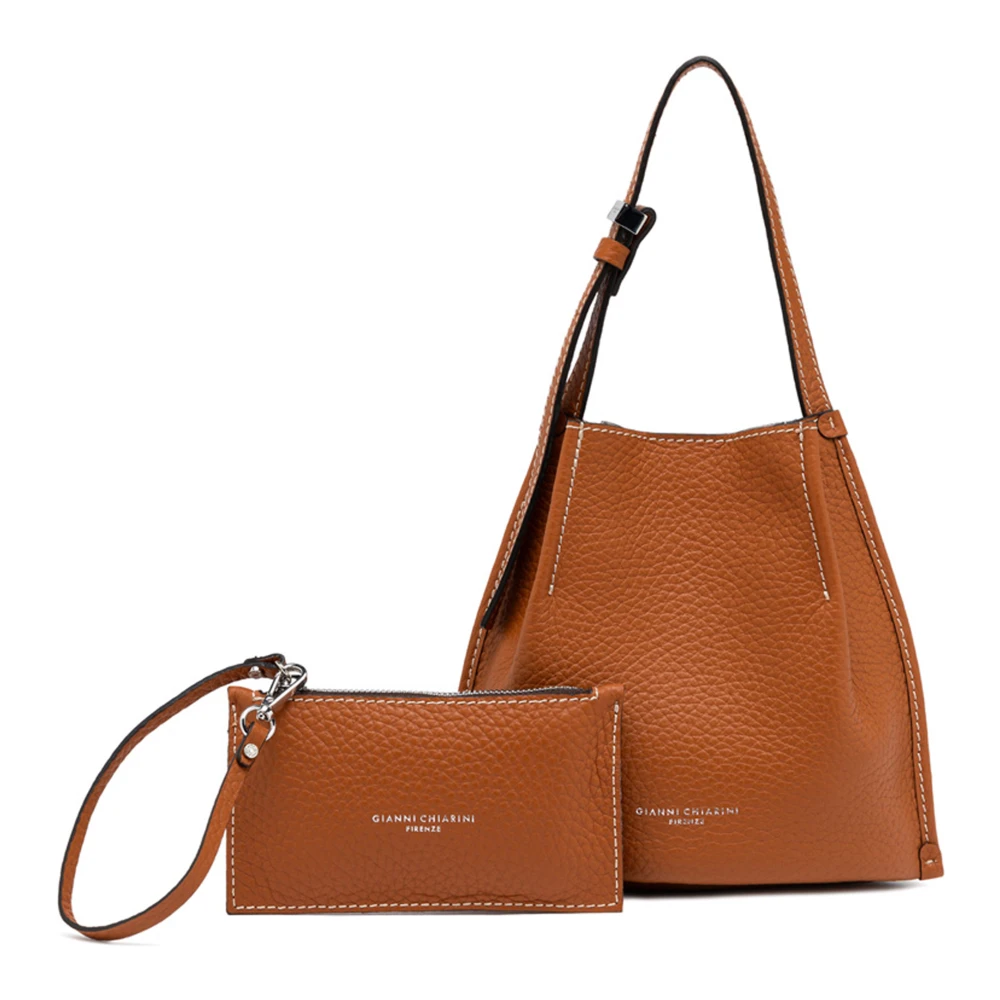 Gianni Chiarini Bruine Schoudertas met Magnetische Knoop Brown Dames