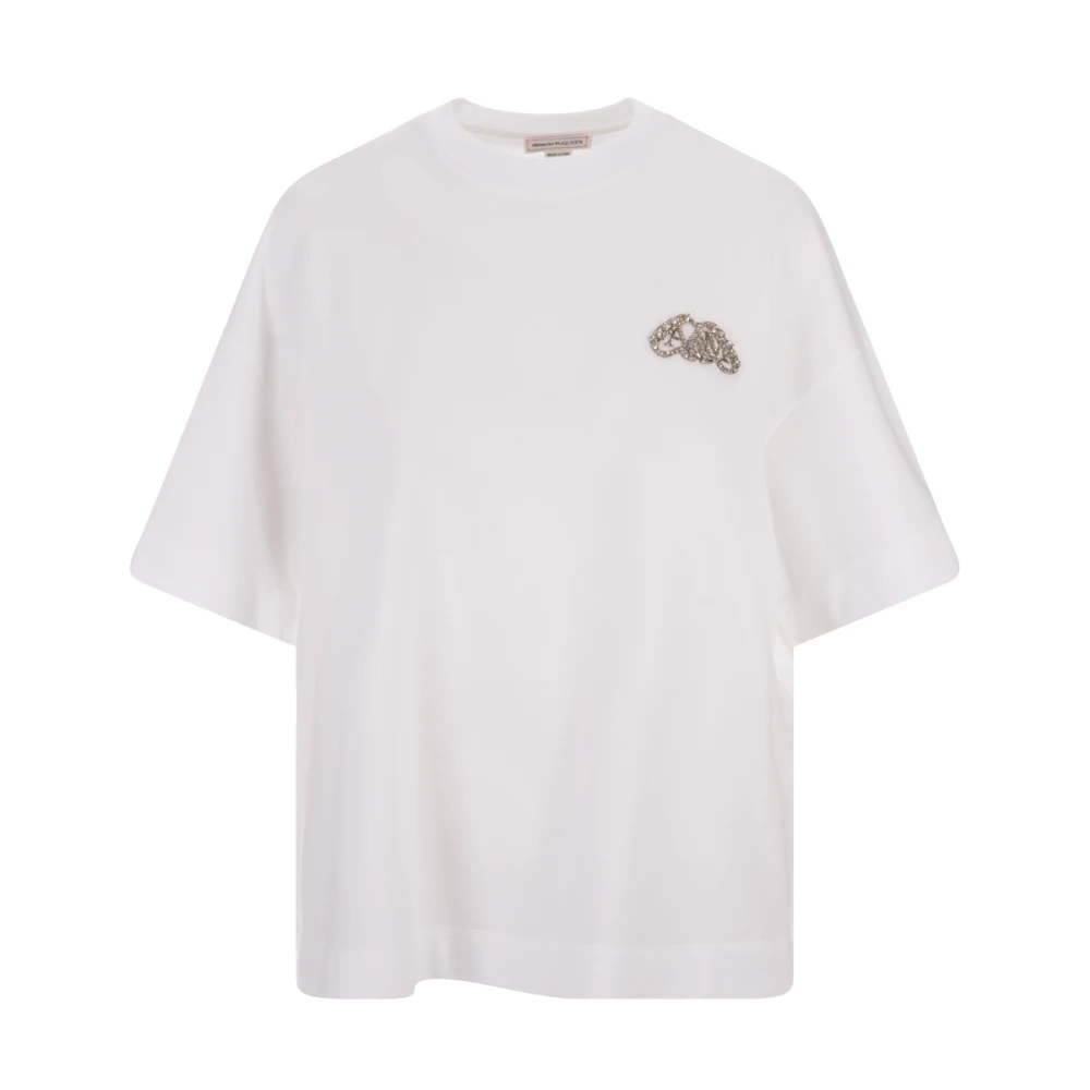 Alexander mcqueen Jewelled Seal Wit T-shirt White Dames