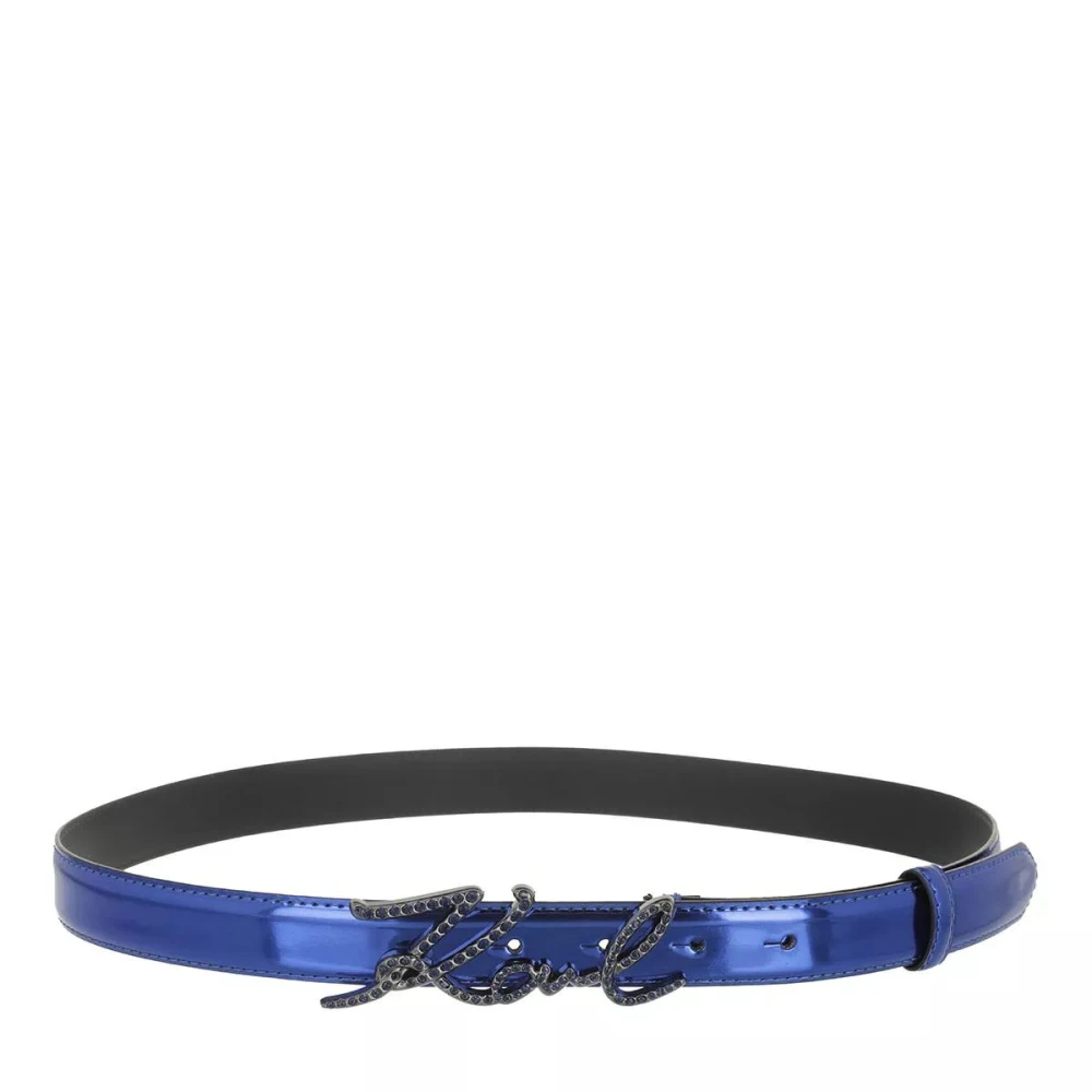 Karl Lagerfeld Signature Sparkle Riem in Donkerblauw Blue Dames