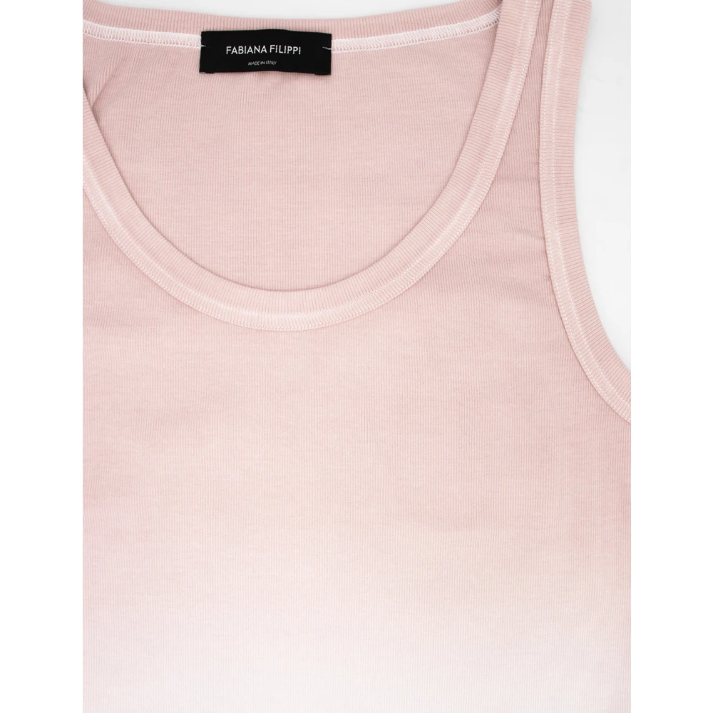 Fabiana Filippi Geribbeld Jersey Tanktop met Schaduwprint Pink Dames