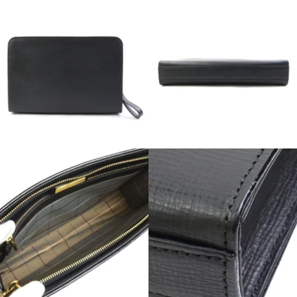 Burberry Vintage Pre-owned Leather clutches Black Heren