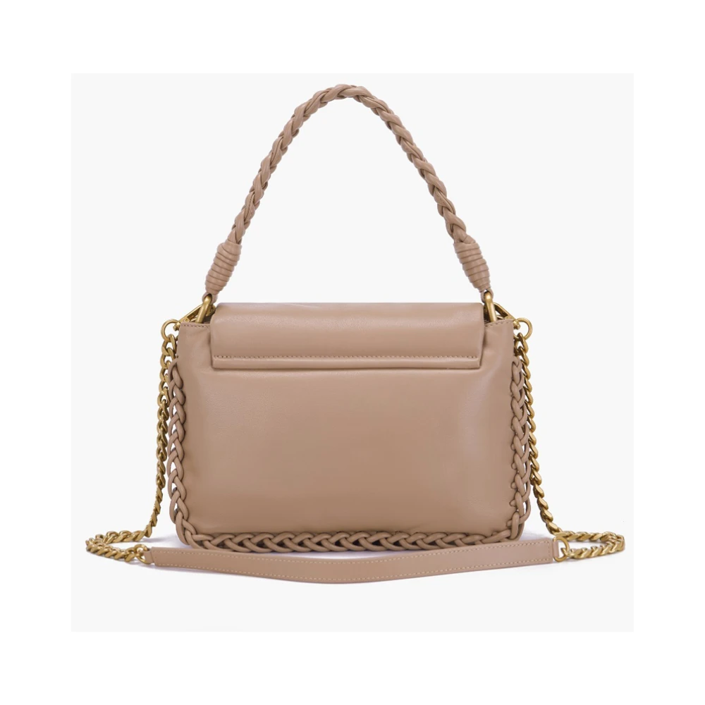 La Carrie Beige Leren Schoudertas met Kwastjes Beige Dames