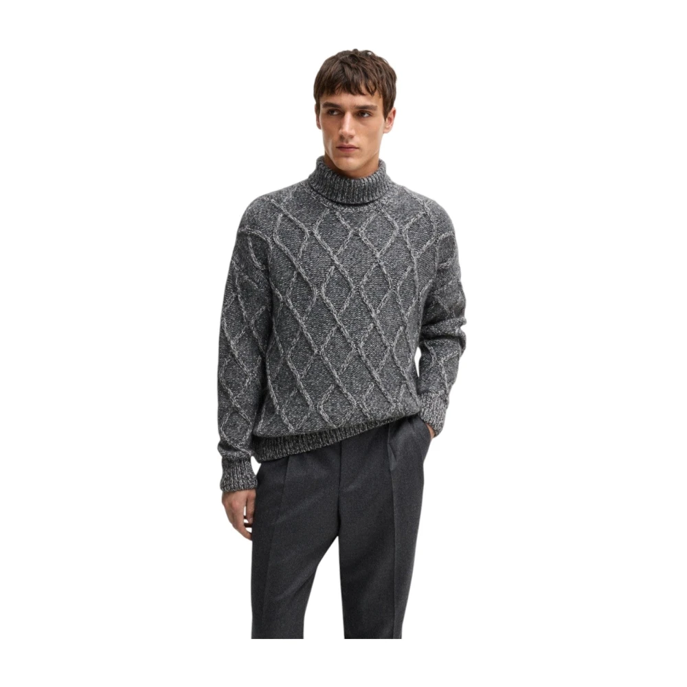 Hugo Boss Kabelgebreide trui in grijs Gray Heren