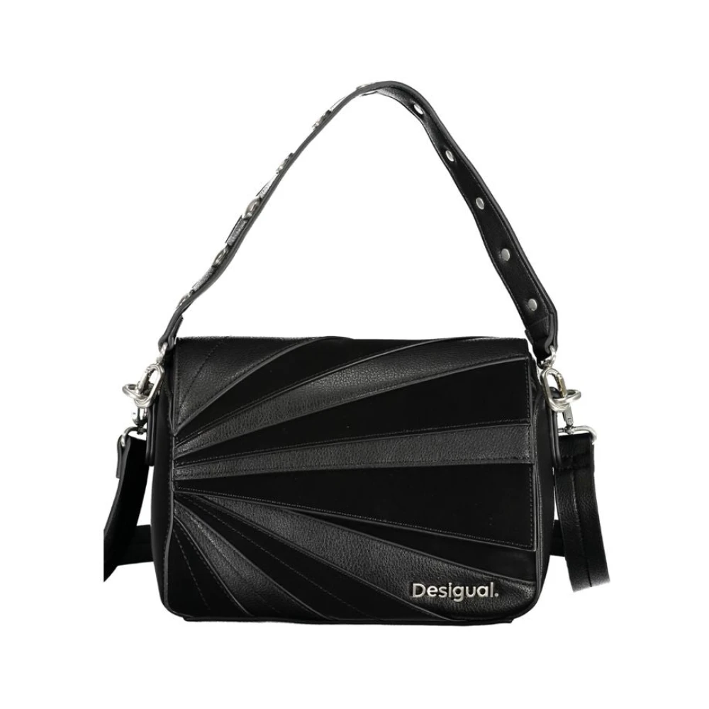 Desigual Zwarte polyethyleen handtas met schouderband Black Dames