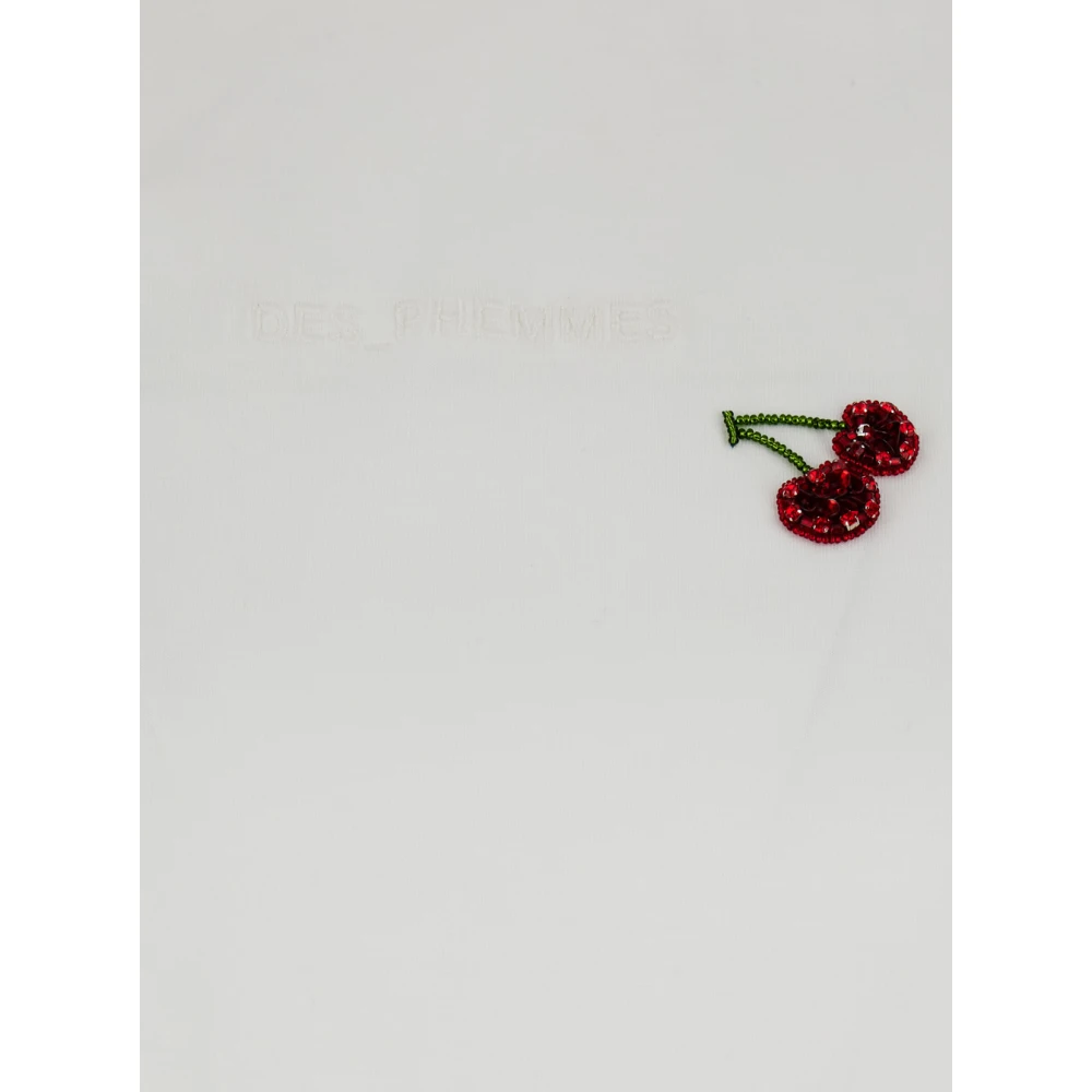 DES Phemmes Witte T-shirt met kersen pailletten voor vrouw White Dames