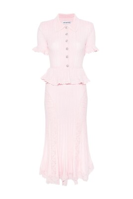 white christmas dresses Blushing Ruffle Trim Midi Dress Baby Pink