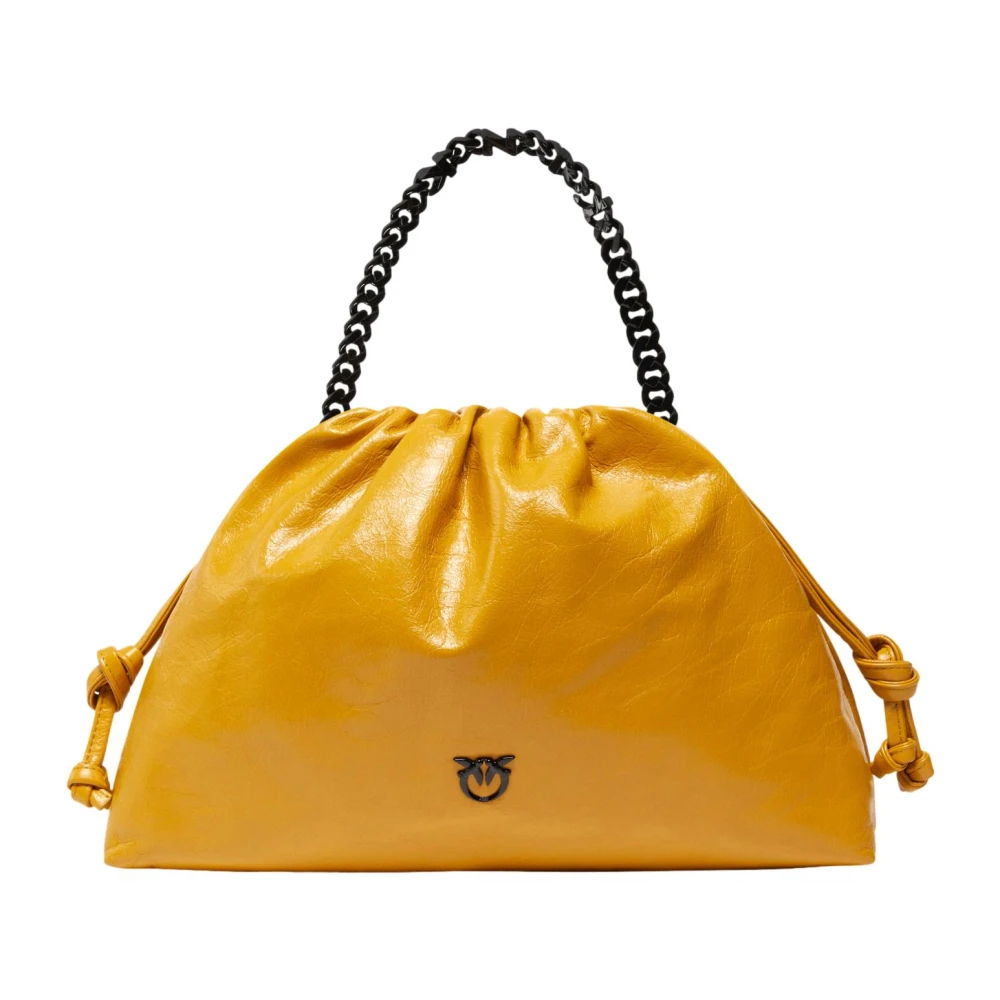 pinko Schoudertas met kettinghandvat in mosterd Yellow Dames