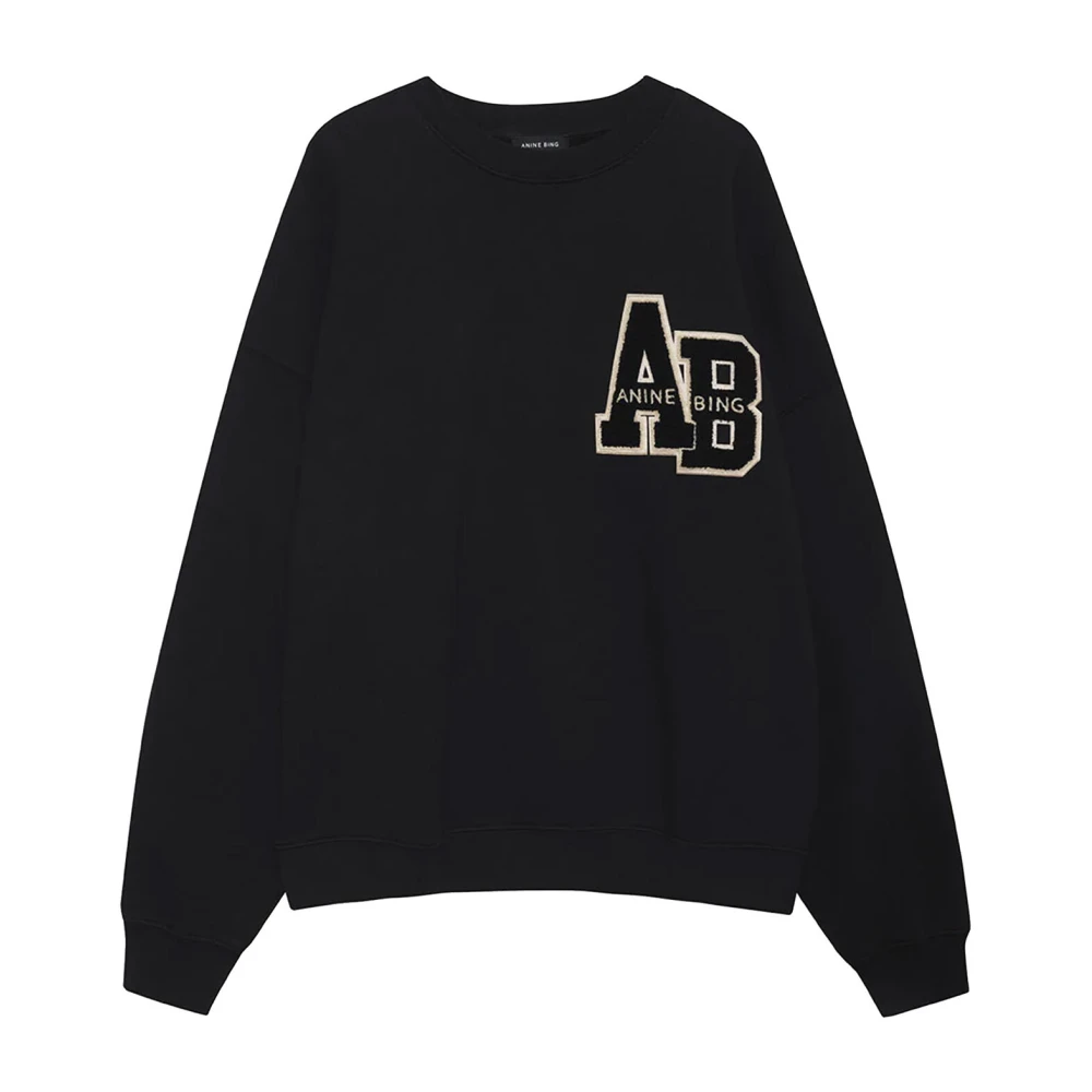 Anine Bing Gezellige Zwarte Sweatshirt Miles A-08-10074 Black Dames
