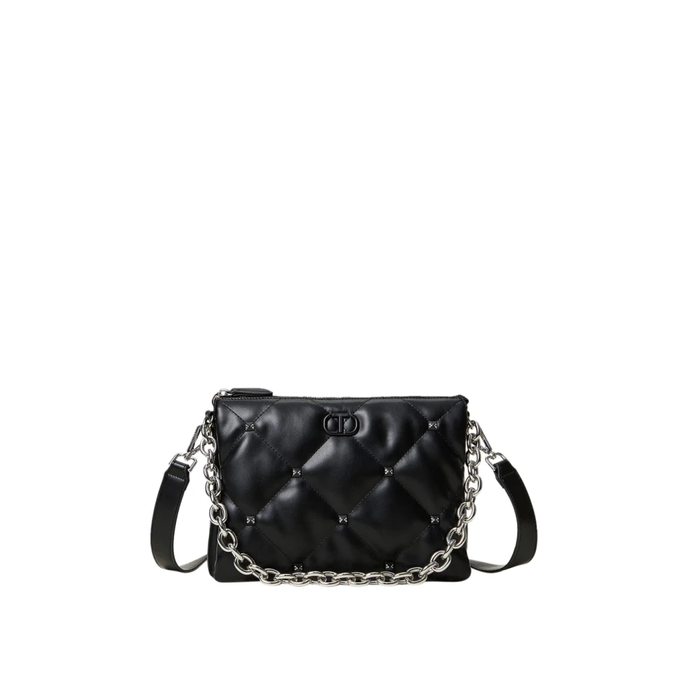 Twinset Zwarte schoudertas met strass Black Dames