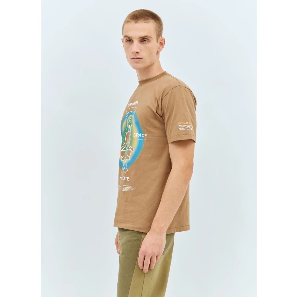 Space Available Grafische Print Katoenen T-shirt Brown Heren