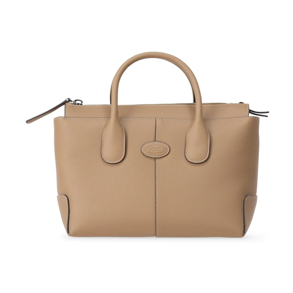 TOD'S Leren Shopper Tas met Logo Brown Dames