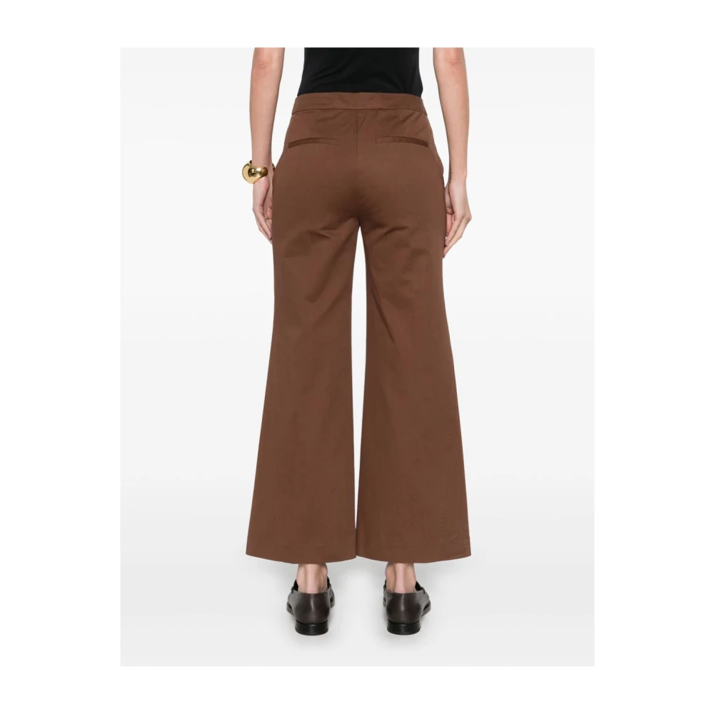 Semicouture Bruine Elegante Katoenen Broek Brown Dames