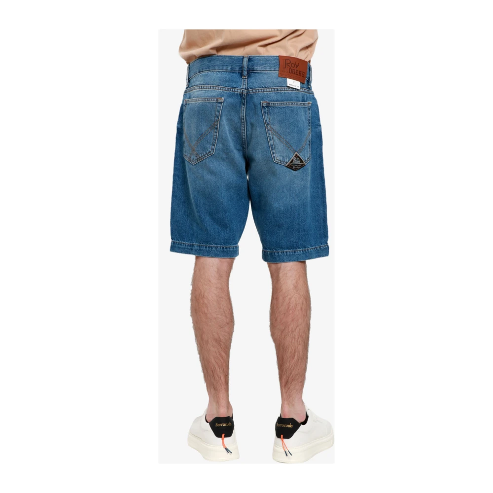 Roy Roger's Denim Shorts Met Logo Blue Heren