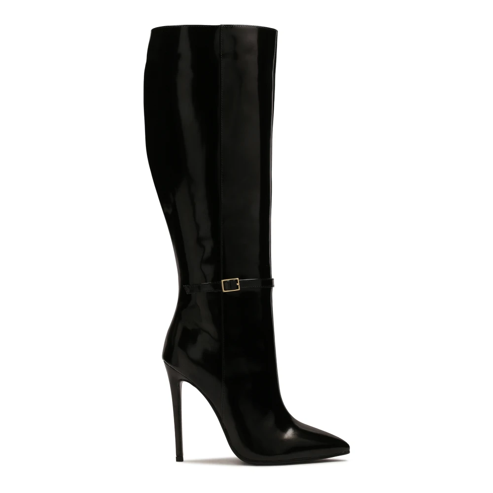 Kazar Vrouw Zwart Schoenen Dames, 37 Eu, Leer, Hoge Stiletto Laarzen Van Glanzend Leer