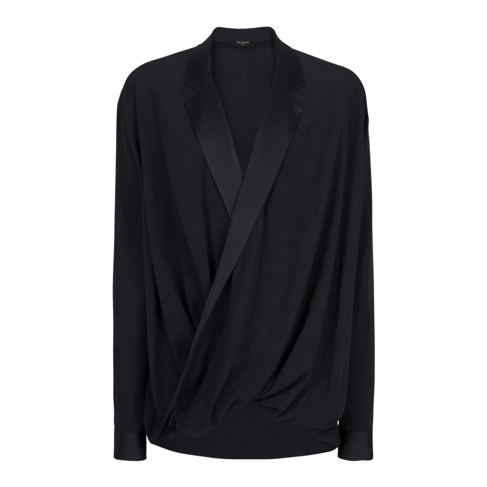 Balmain Draped Jacket Black Heren