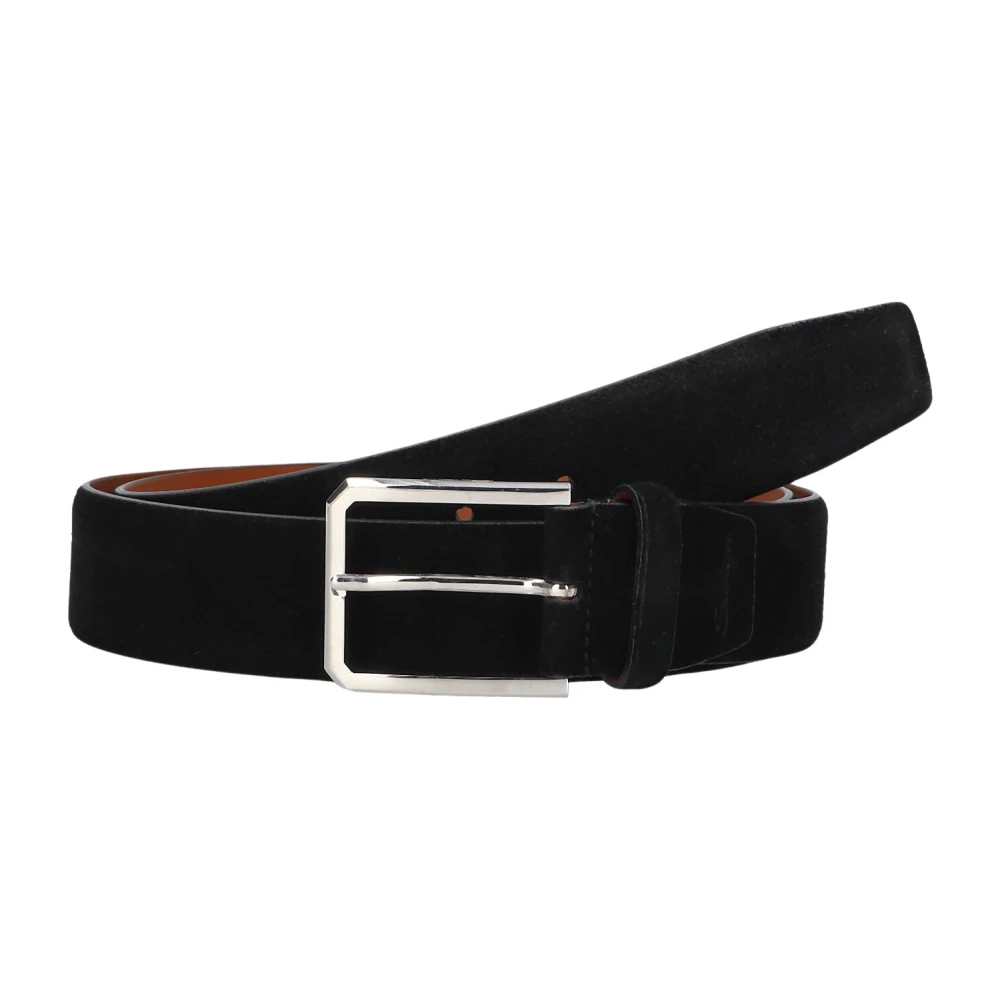 Santoni Zwart Suède Heren Riem Black Heren