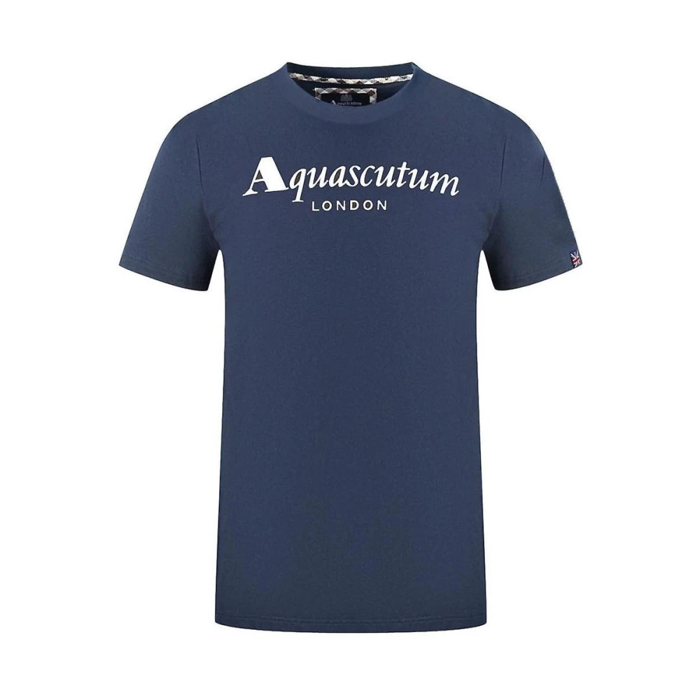 Aquascutum Elegant Logo Katoenen T-shirt met Detail Blue Heren