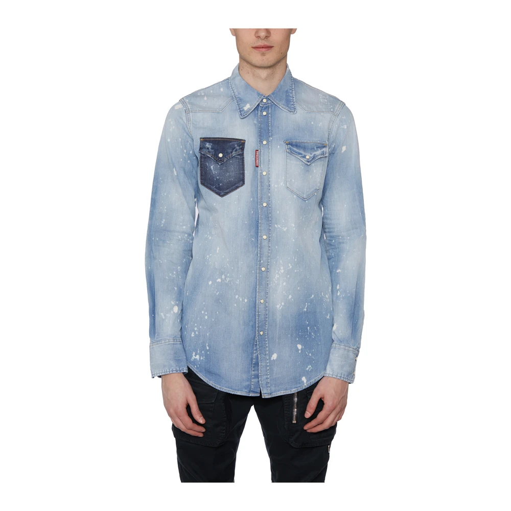 Dsquared2 Denim Overhemd Blue Heren