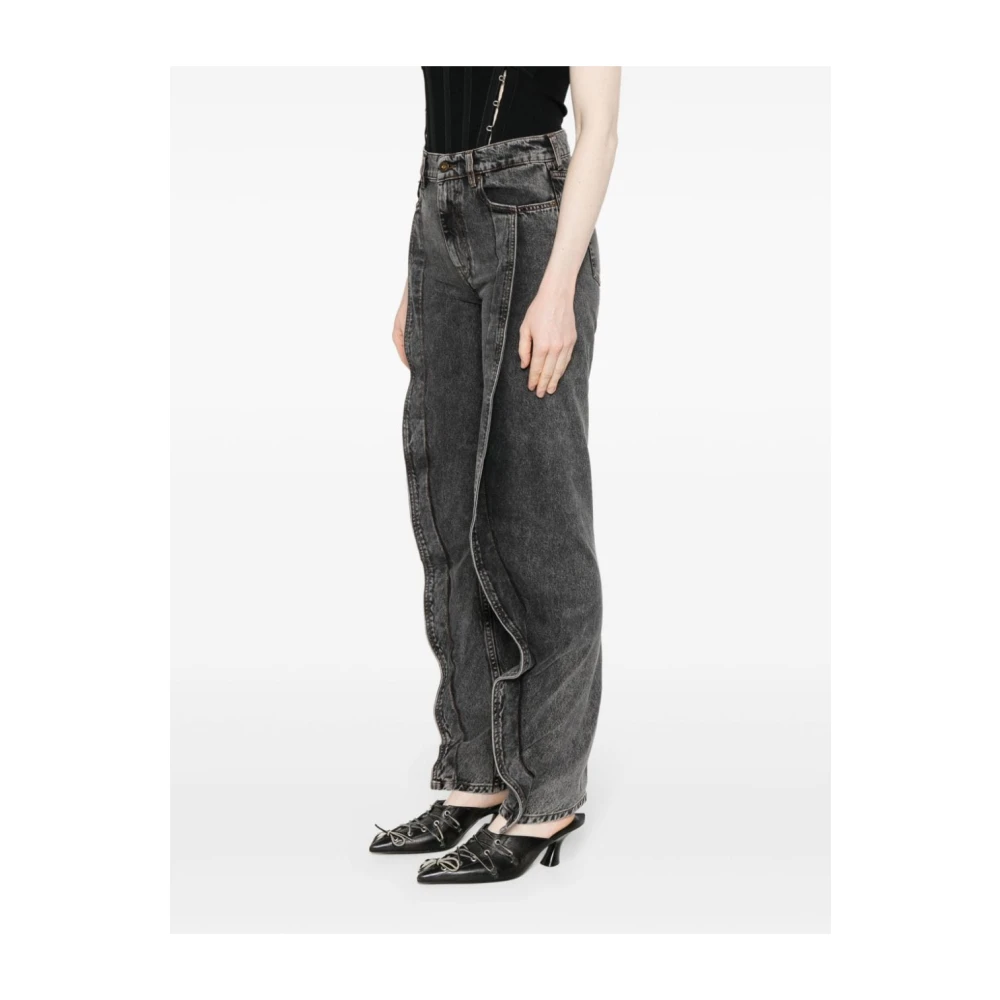 Y Project Zwarte High-Waisted Tapered Leg Jeans Black Dames