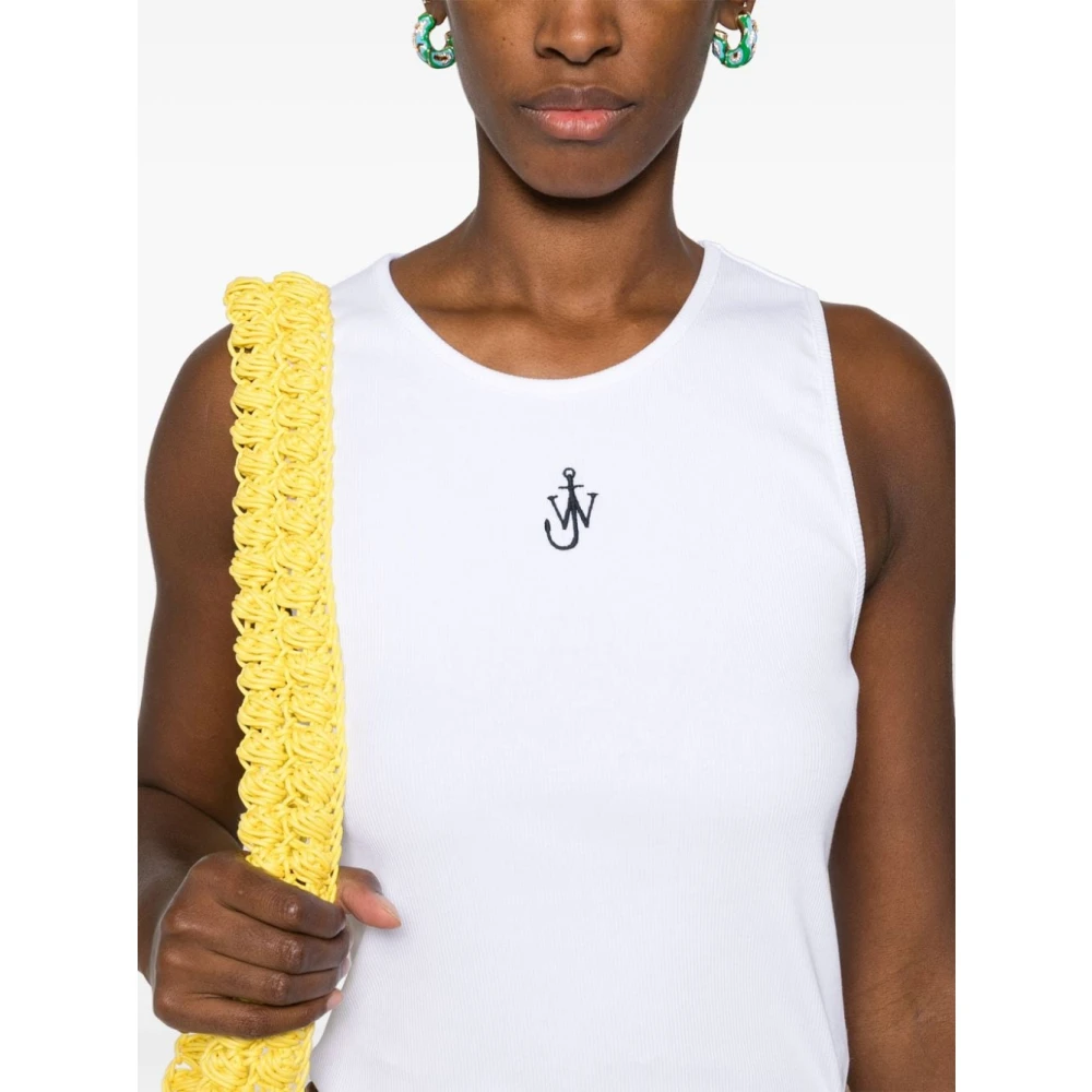 JW Anderson Witte Geribbelde Mouwloze Top White Dames