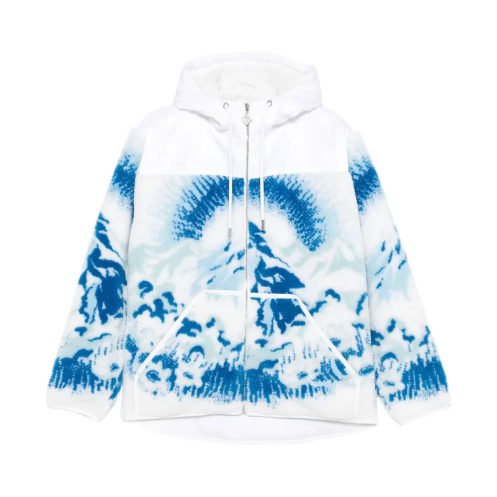 Casablanca Men's White Hooded Fleece - Zip-Throughs - L - Sweatshirts & Hoodies