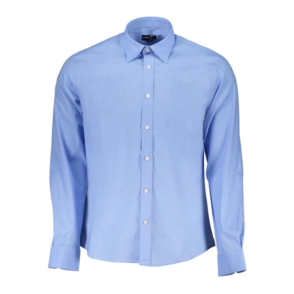 North Sails Blauw Katoenen Overhemd Regular Fit Italiaanse Kraag Blue Heren