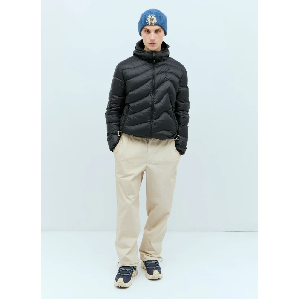 Moncler Gewatteerde Hoodie Jas met Logopatch Black Heren