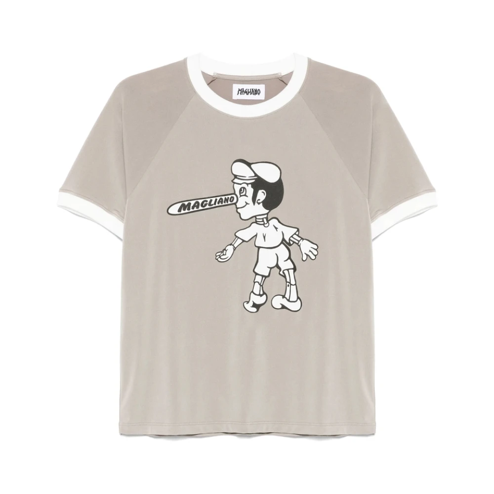 Magliano Bruine Logo Print Korte Mouw T-shirt Gray Heren