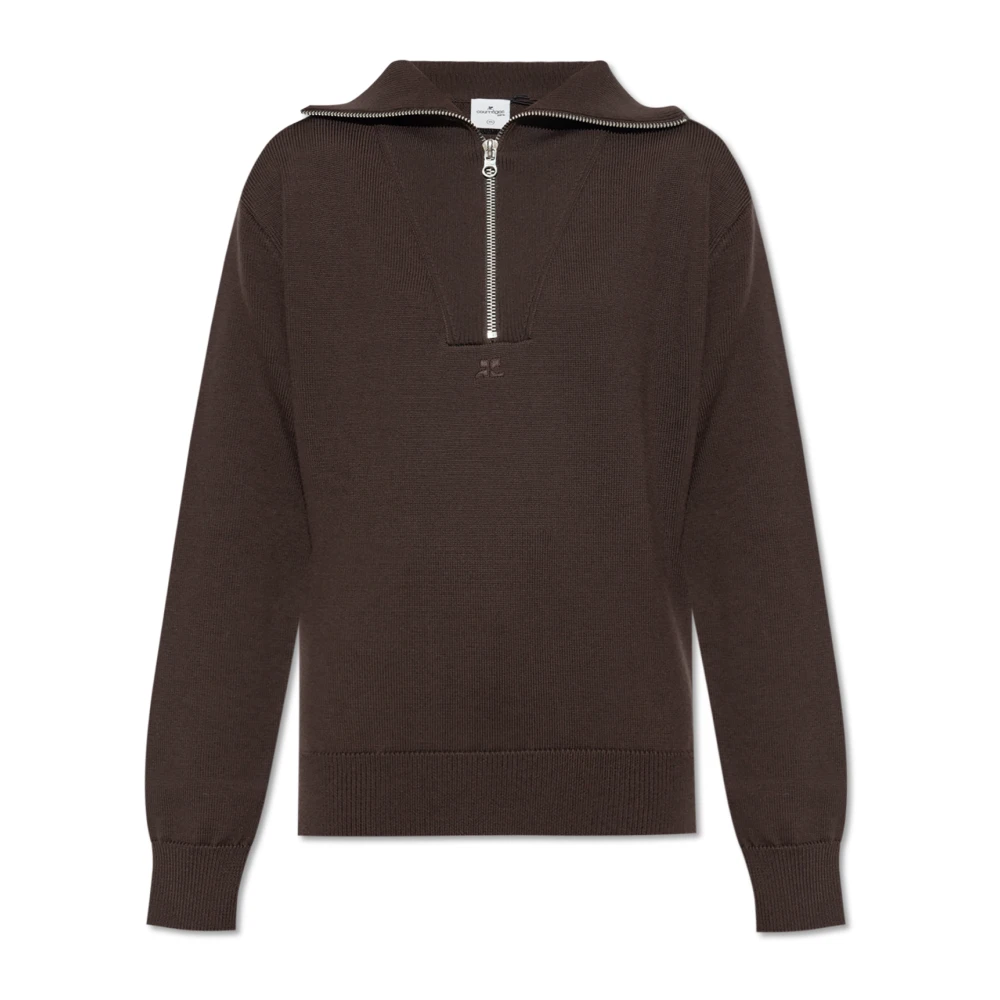 Courrèges Bruine Merinowol Zip Trui Brown Dames