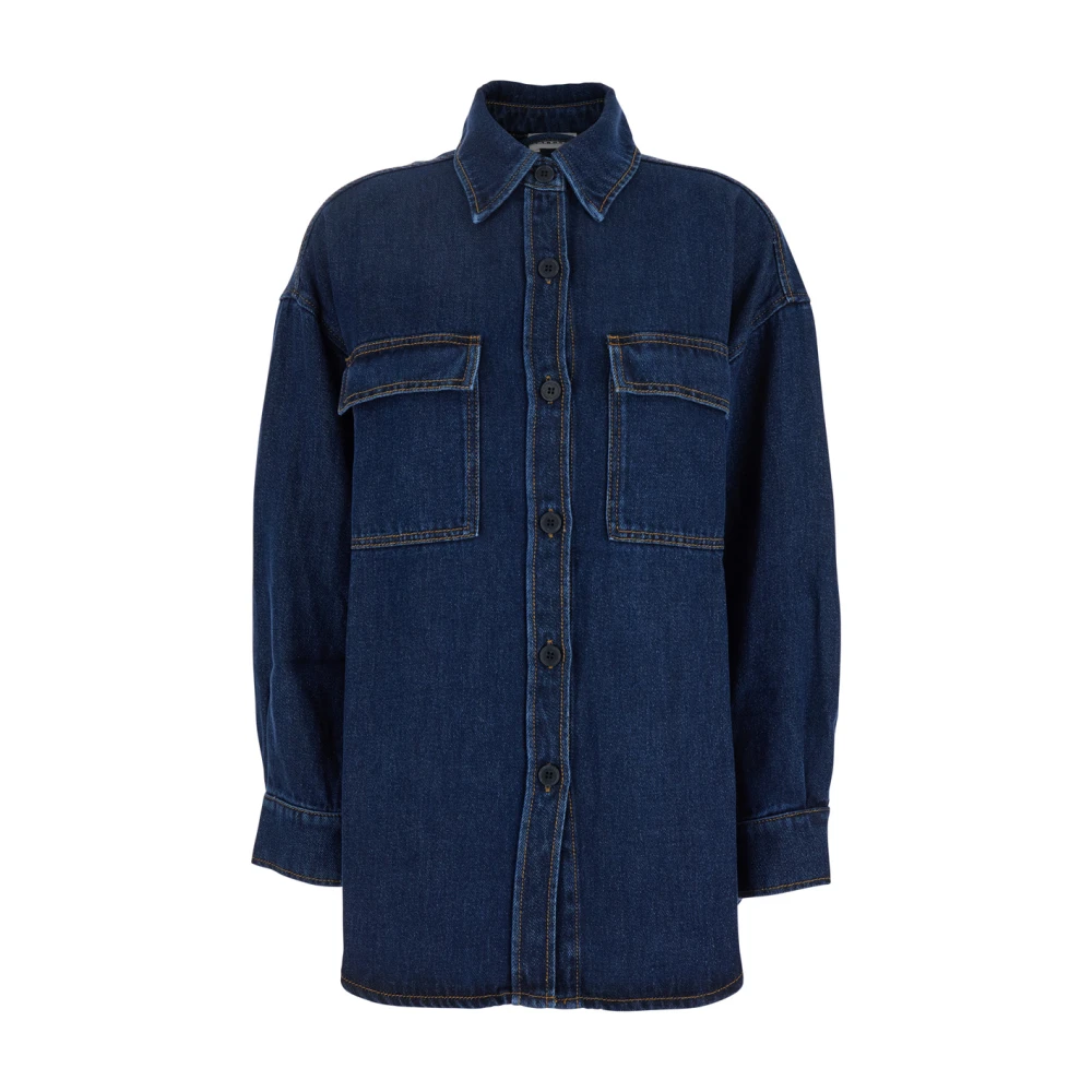 P.a.r.o.s.h. Blauwe Denimjas met Opgezette Zakken Blue Dames